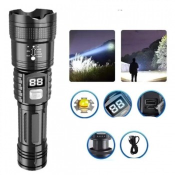 Фонарь ручной YJ-36 светодиодный, USB-зарядка, цифровой дисплей, Power Bank