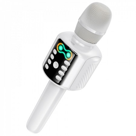 Караоке-мікрофон Hoco L24 White Bluetooth, динамік 5 Вт, акумулятор 1200 мАг