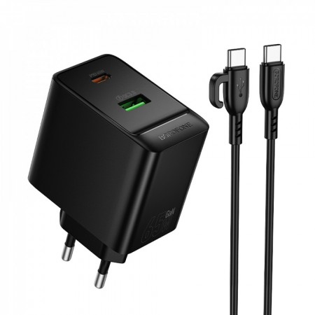 Мережевий зарядний пристрій Borofone BAS17A 65W PD QC3.0 з кабелем Type-C 1м