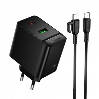 Мережевий зарядний пристрій Borofone BAS16A 45W PD QC3.0 з кабелем Type-C 1м