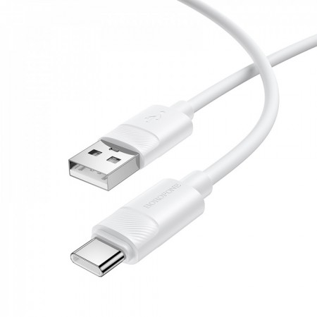 Кабель USB-C Borofone BX123 3A 1м белый для зарядки и передачи данных
