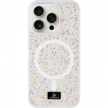 Чехол Bling World Rock для iPhone 16 Pro с MagSafe белый глиттер