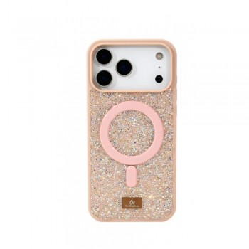 Чехол Bling World Rock Case MagSafe для iPhone 17 розовое золото, с блестками