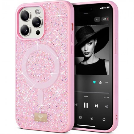 Чехол Bling World Rock Case для iPhone 17 MagSafe глиттер розовый