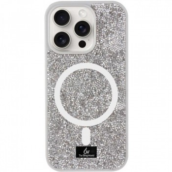Чехол Bling World Rock Case MagSafe для iPhone 17 Air серебристый глиттер