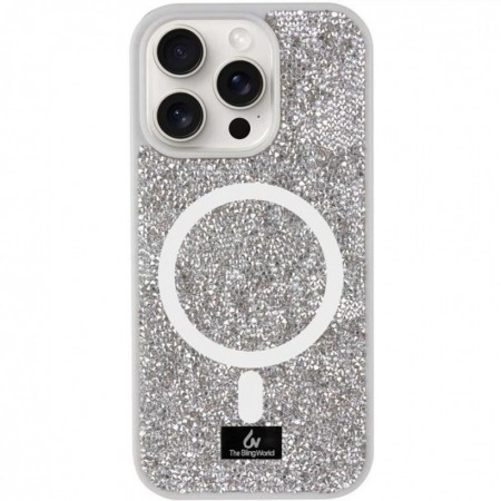 Чохол Bling World Rock Case MagSafe для iPhone 17 Air сріблястий гліттер
