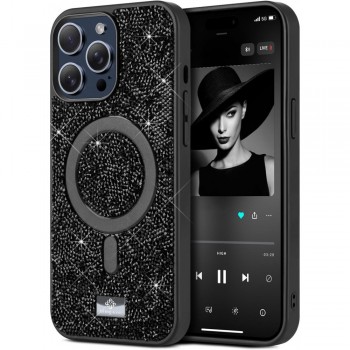 Чехол Bling World Rock Case для iPhone 17 Pro Max с MagSafe, черный, стразы