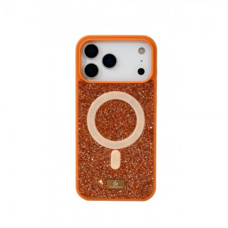 Чехол Bling World Rock Case для iPhone 17 Pro Max MagSafe оранжевый глиттер