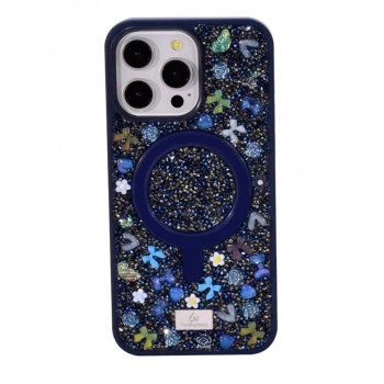 Чехол Bling World Bobi для iPhone 16 Pro с MagSafe, синий, блестящий дизайн