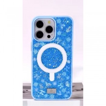 Чехол Bling World Bobi для iPhone 16 Pro MagSafe глиттер синий
