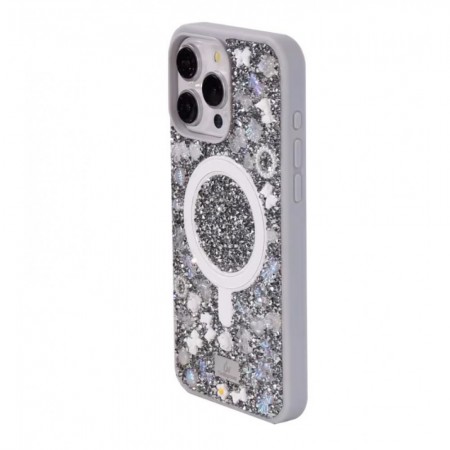 Чохол Bling World Bobi Case MagSafe для iPhone 17 сріблястий гліттер стрази