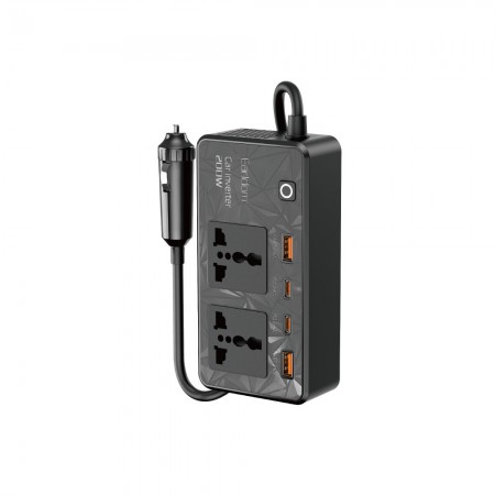 Автомобильный инвертор Earldom ET-LT01 200W 2 розетки 3 USB-порта