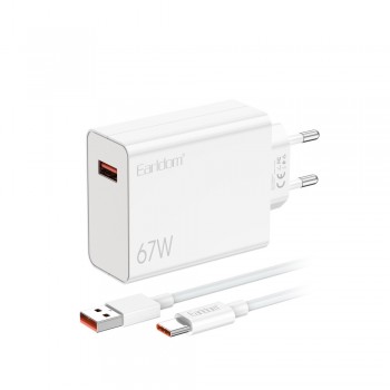 Мережевий зарядний пристрій Earldom ES-EU47 67W PD з кабелем USB-C 1м