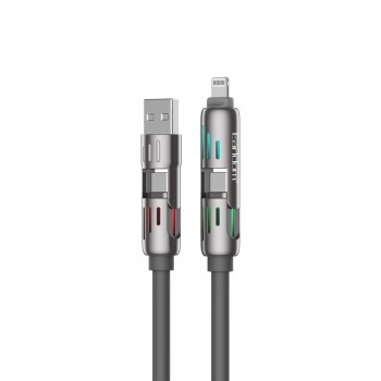 Кабель 4 в 1 Earldom EC-IC02 силиконовый, USB A/Type-C, Lightning, 240W, 1.2м