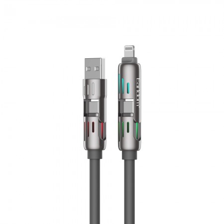 Кабель 4 в 1 Earldom EC-IC02 силіконовий, USB A/Type-C, Lightning, 240W, 1.2м