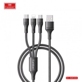Кабель 3 в 1 Earldom EC-IMC031 USB-Lighting-MicroUSB-Type-C 2.4A 1.2м