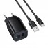 Мережевий зарядний пристрій Borofone BAS81A 2.1A 2USB з кабелем USB-C 1м чорний