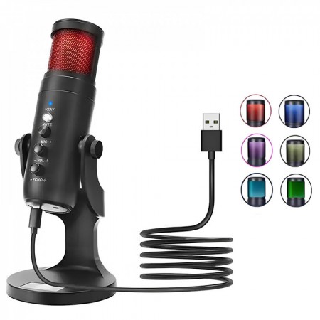 Микрофон Jmary MC-PW9 USB, RGB подсветка, настольный, регулировка звука