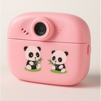 Детский фотоаппарат Y80 Panda Pink розовый, пластиковый корпус, рисунок панды