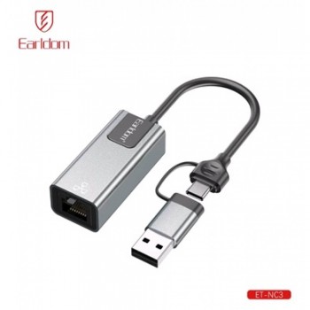 Сетевой адаптер USB-C + USB Ethernet Earldom ET-NC3
