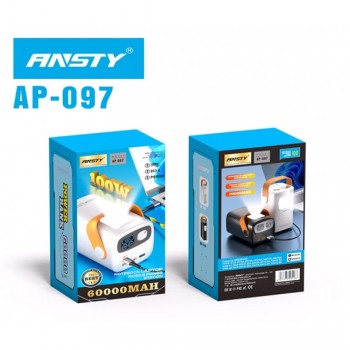 Повербанк Ansty AP-097 60000 мАч 100W PD быстрая зарядка белый