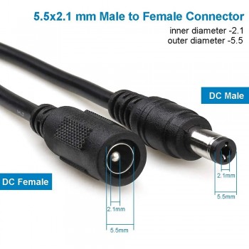 Кабель удлинитель DC 5.5x2.1 мм Female to Male 3 метра для питания устройств