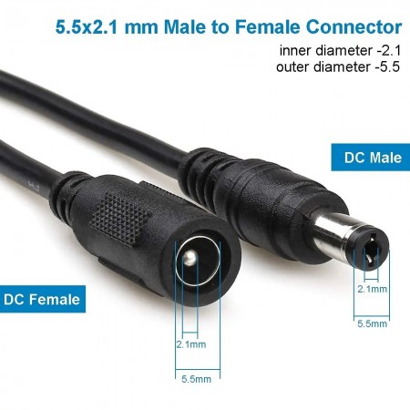 Кабель удлинитель DC 5.5x2.1 мм Female to Male 3 метра для питания устройств