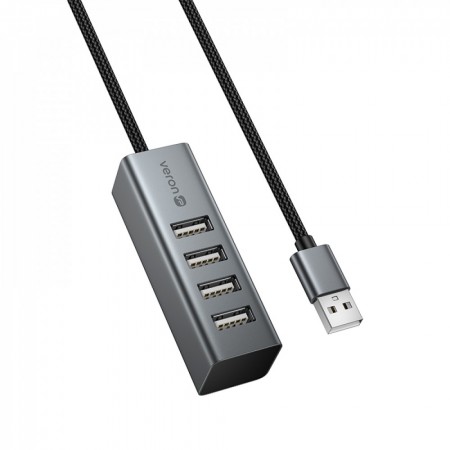 USB хаб Veron H4A 4 порти USB 2.0 алюмінієвий корпус