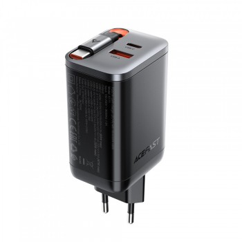 Сетевое зарядное устройство Acefast A111 67 Вт 2 PD QC 3.0 со встроенным кабелем USB-C 0,65 м