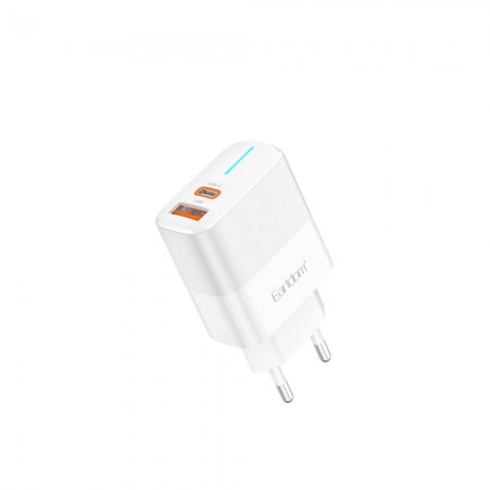 Мережевий зарядний пристрій Earldom ES-EU32C 20W PD USB-C та USB-A білий