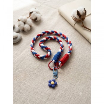Брелок no brand Braid Flower плетений, синьо-червоний, квітка
