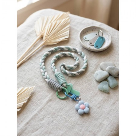 Брелок для ключів плетений з квіткою Mint&Gray