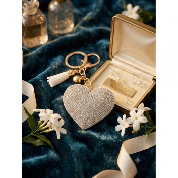 Брелок Swarovski Color Heart білий, серце, кристали, стильний аксесуар Брелок Swarovski Color Heart білий, серце, кристали, стильний аксесуар