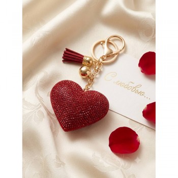 Брелок Swarovski Color Heart червоний, серце, стразовий декор