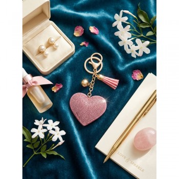 Брелок Swarovski Color Heart розовый, кристаллы, сердечко, подвеска