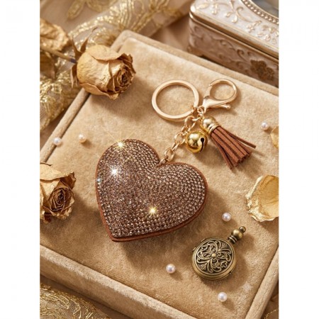 Брелок Swarovski Color Heart коричневый, сердце, кристаллы, подвеска