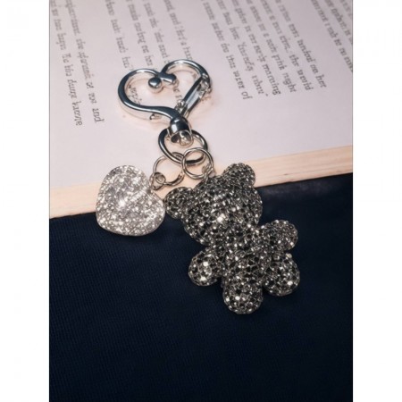 Брелок Swarovski Color Bear черный с подвеской сердце