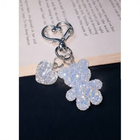 Брелок Swarovski Color Bear белый с подвеской сердце