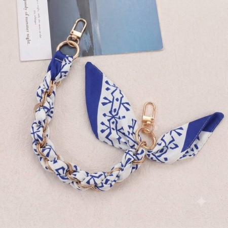 Шнурок на руку Silk Scarf бело-синий, текстиль, цепочка