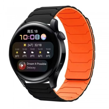 Ремешок Armor Magnetic Band универсальный 22 мм черно-оранжевый магнитный