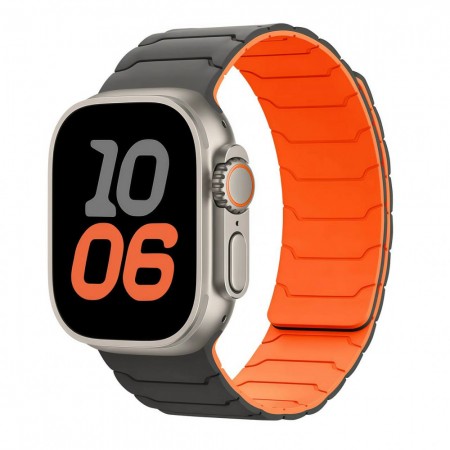 Ремешок для Apple Watch Armor Magnetic Bracelet магнитный серо-оранжевый 42-49 мм