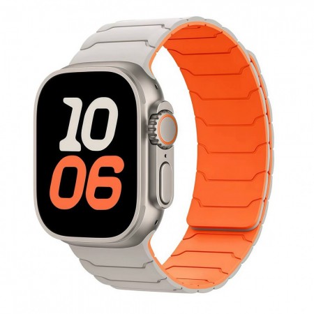 Ремешок для Apple Watch Armor Magnetic Bracelet 42/44/45/49 мм магнитный стальной Starlight&Orange