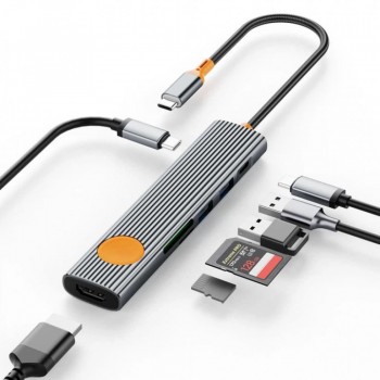 USB-C хаб 7 в 1 WiWU Travelling Wi-HB007 с кардридером и HDMI
