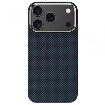Чехол для iPhone 17 Pro Max Benks ArmorTint Kevlar синий карбоновая текстура