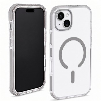 Чохол з MagSafe Vibe Case для iPhone 15 прозорий сірий