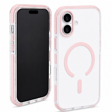 Прозрачный чехол с MagSafe Vibe Case для iPhone 17 розовый