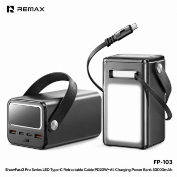 Павербанк Remax FP-103 60000 мА·год 200 Вт з LED-ліхтариком Павербанк Remax FP-103 60000 мА·год 200 Вт з LED-ліхтариком