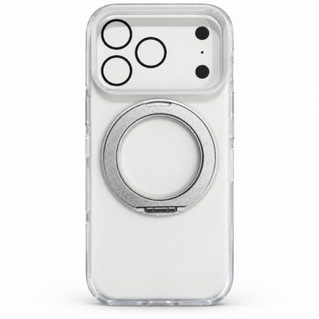 Прозорий чохол Rock Crystal Classic Rotating з кільцем-підставкою для iPhone 18 Pro світло-сірий