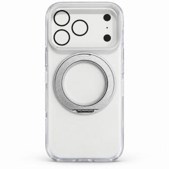 Прозрачный чехол Rock Crystal Classic Rotating с кольцом-подставкой для iPhone 18 Pro Max светло-серый