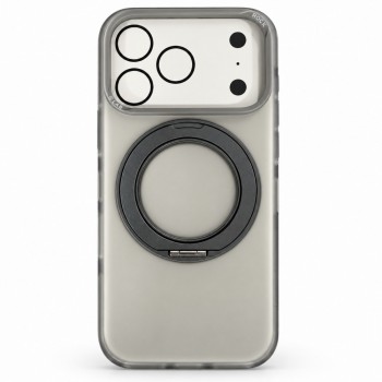 Прозрачный чехол Rock Crystal Classic Rotating с кольцом-подставкой для iPhone 18 Pro Max серый
